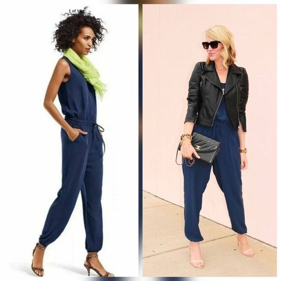 Cabi Drawstring Jogger Sleeveless Jumpsuit French Navy Sz. M - Picture 1 of 8